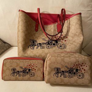 Coach Tote Bag, Make-up Bag and Wallet Set - New